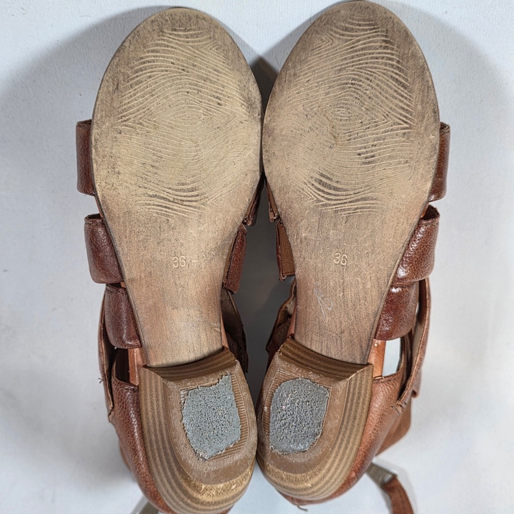 MIZ MOOZ Brown Leather Caged Gladiator Sandals Back Zip Low Heel Womens 36 US 6 - Picture 7 of 7